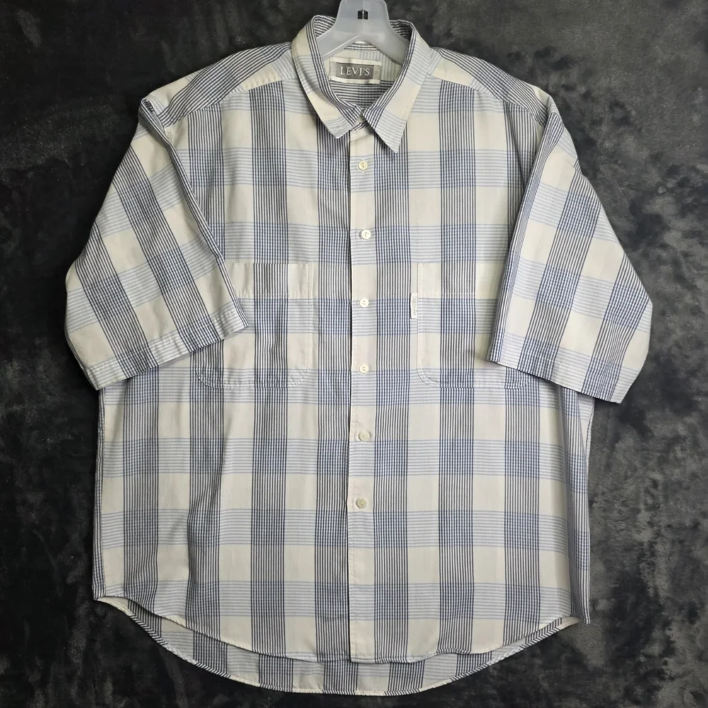 Vintage Levis Silver Label Plaid Button Down Mens Xl